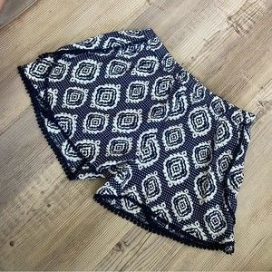 Red Camel flutter shorts lightweight cotton blend navy cream print elastic waist